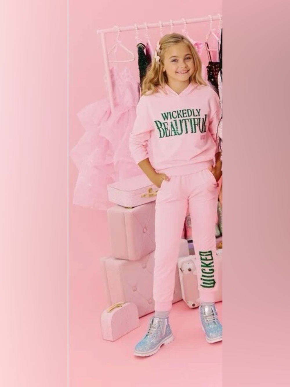 Girls Lola + the Boys Pink Wicked Gem Hoodie and Jogger Pant Set